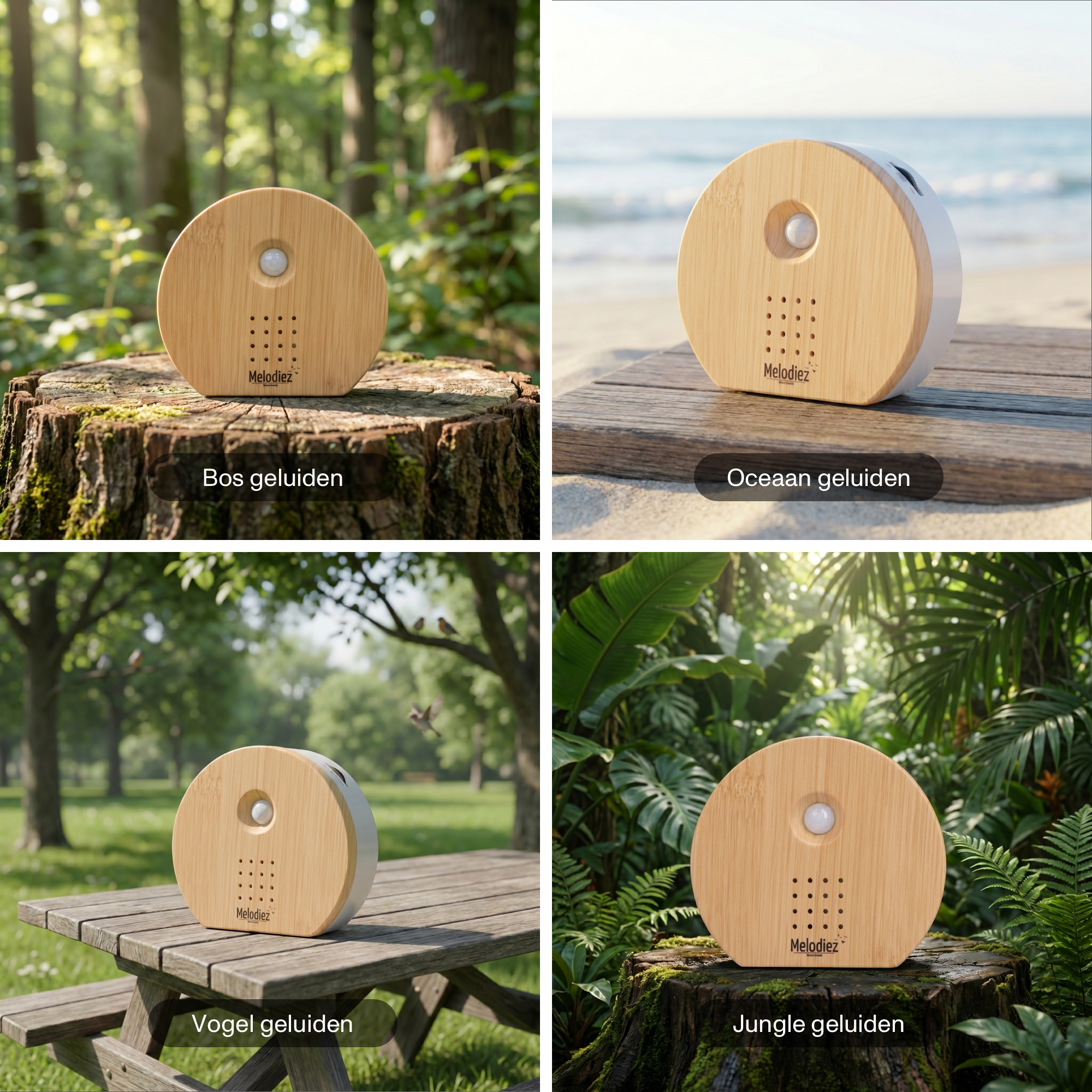 Melodiez Nature Box Licht hout: Beschikbare natuurgeluiden