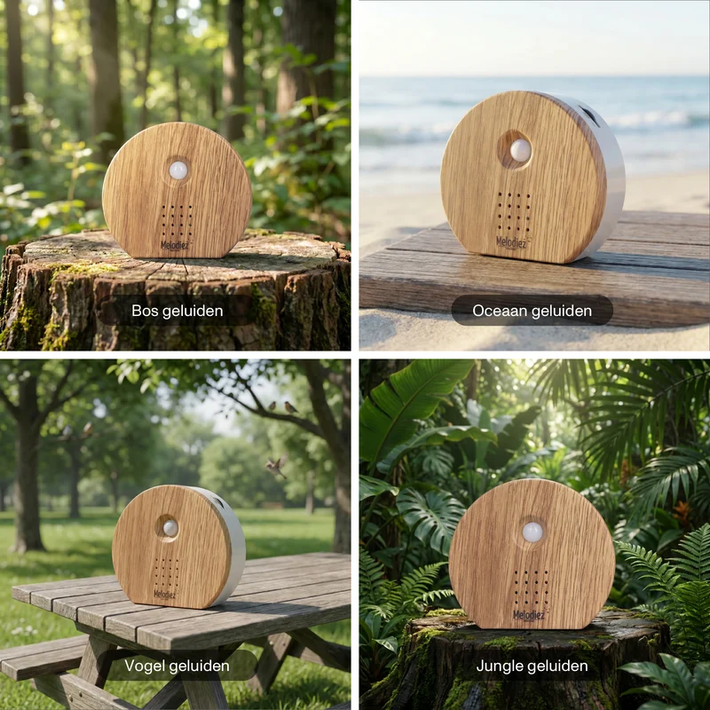 Nature Box Donker Hout, vogelhuisje met geluid | Melodiez